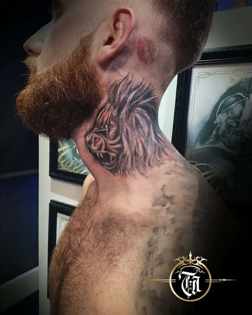 34 Terrific Lion Tattoos On Neck  Tattoo Designs  TattoosBagcom