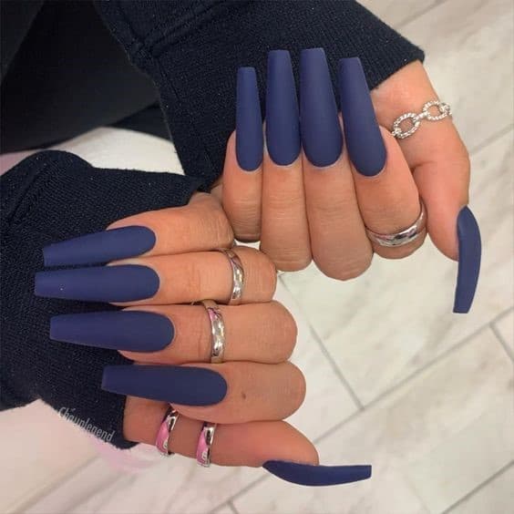 Super Long Matte Navy Blue Nails
