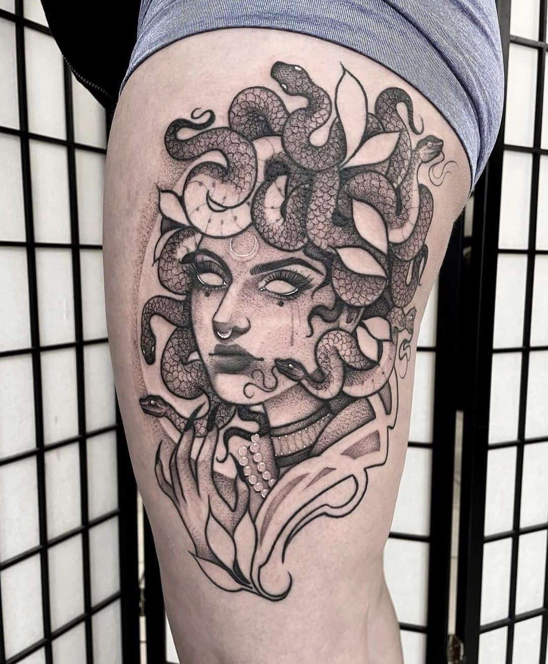 Medusa thigh piece by  Beyond the illusion tattoo parlour  Facebook