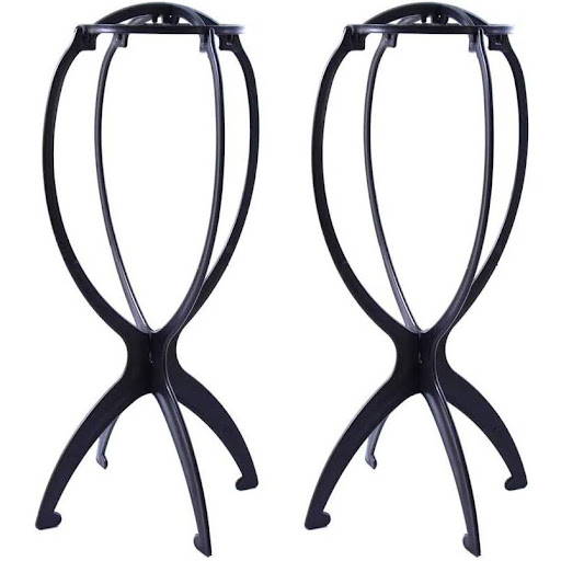 4 Pack Wig Stand Holder Premium 14.2 Black Portable Collapsible